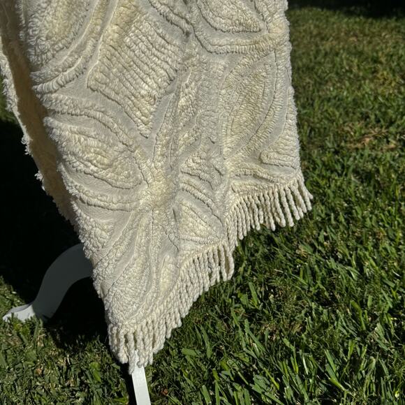 Handmade Chenille Duster Jacket, Fringe Upcycled Bedspread Boho Coat Cottage - Picture 6 of 11
